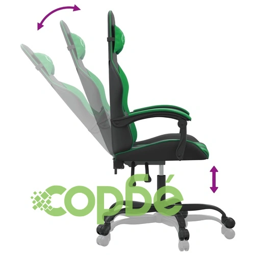 Въртящ гейминг стол, черно и зелено, изкуствена кожа ➤ топ цена ➤ sorbe.bg