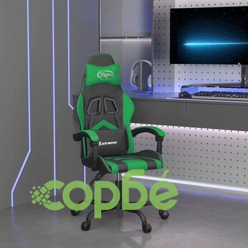 Въртящ гейминг стол, черно и зелено, изкуствена кожа ➤ топ цена ➤ sorbe.bg