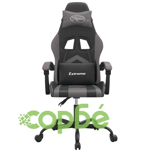 Въртящ гейминг стол, черно и сиво, изкуствена кожа ➤ топ цена ➤ sorbe.bg