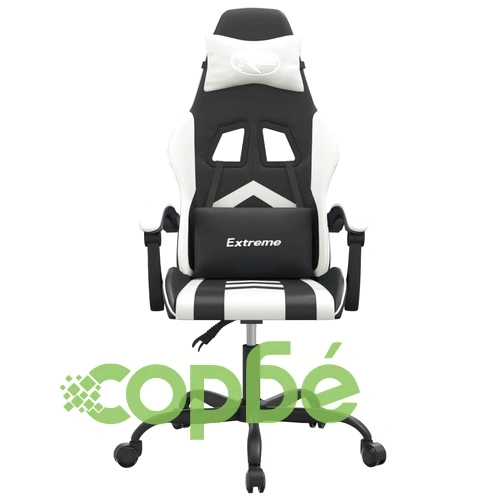 Въртящ гейминг стол, черно и бяло, изкуствена кожа ➤ топ цена ➤ sorbe.bg