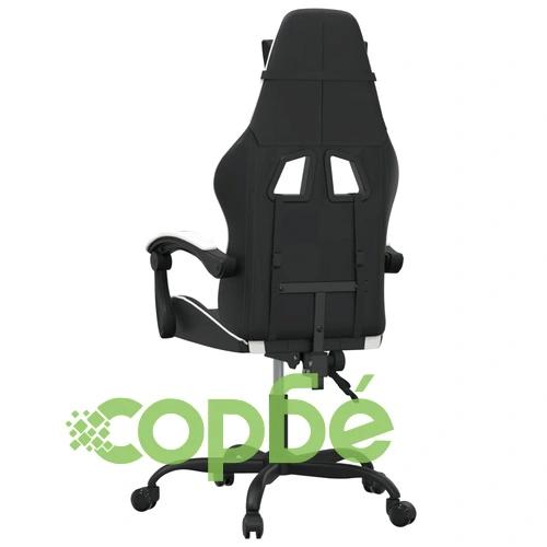 Въртящ гейминг стол, черно и бяло, изкуствена кожа ➤ топ цена ➤ sorbe.bg