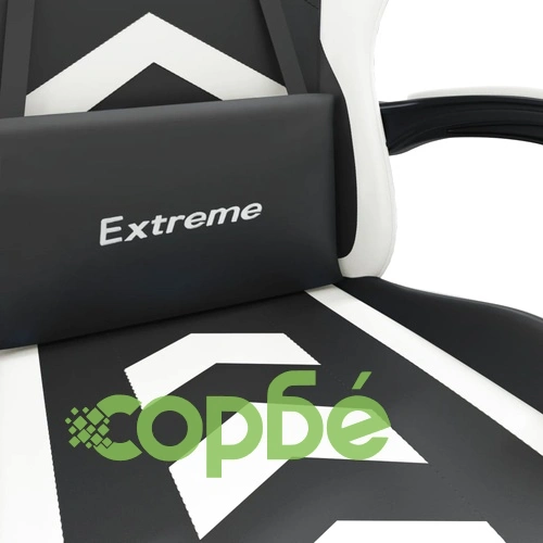 Въртящ гейминг стол, черно и бяло, изкуствена кожа ➤ топ цена ➤ sorbe.bg