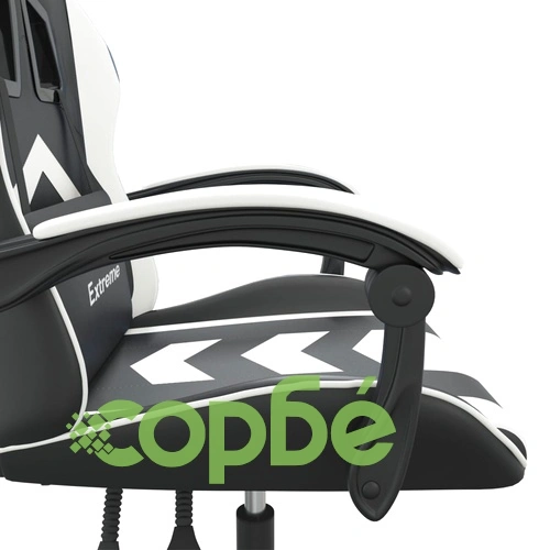 Въртящ гейминг стол, черно и бяло, изкуствена кожа ➤ топ цена ➤ sorbe.bg