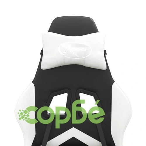 Въртящ гейминг стол, черно и бяло, изкуствена кожа ➤ топ цена ➤ sorbe.bg