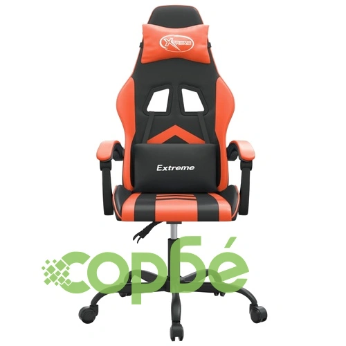 Въртящ гейминг стол, черно и оранжево, изкуствена кожа ➤ топ цена ➤ sorbe.bg