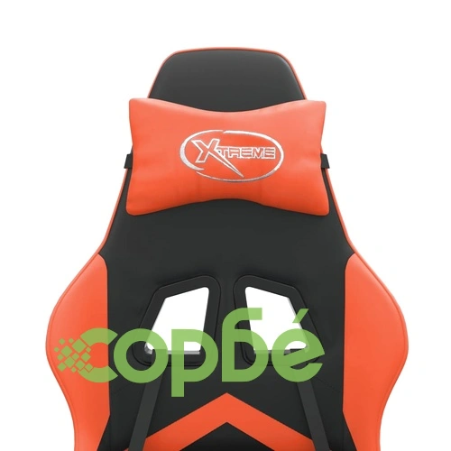 Въртящ гейминг стол, черно и оранжево, изкуствена кожа ➤ топ цена ➤ sorbe.bg