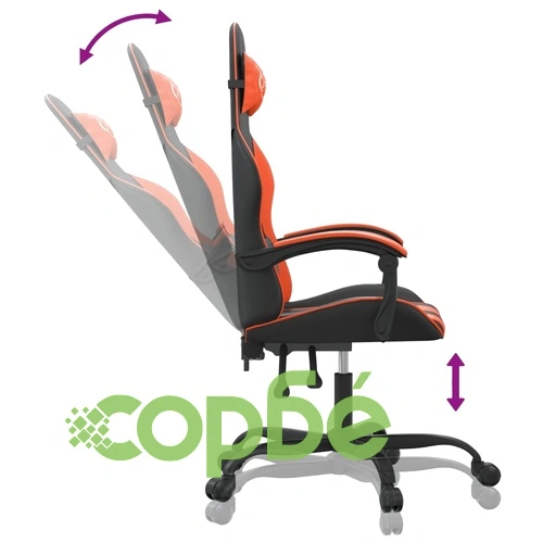 Въртящ гейминг стол, черно и оранжево, изкуствена кожа ➤ топ цена ➤ sorbe.bg