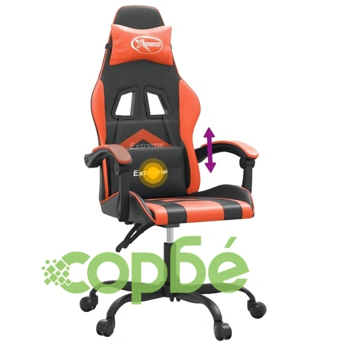 Въртящ гейминг стол, черно и оранжево, изкуствена кожа ➤ топ цена ➤ sorbe.bg