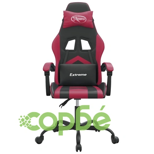 Въртящ гейминг стол, черно и виненочервено, изкуствена кожа ➤ топ цена ➤ sorbe.bg