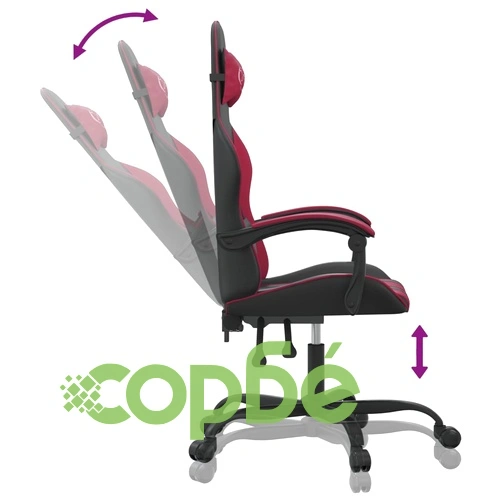 Въртящ гейминг стол, черно и виненочервено, изкуствена кожа ➤ топ цена ➤ sorbe.bg