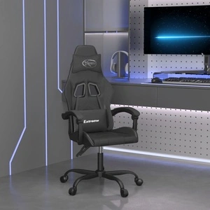 Въртящ гейминг стол, черен, изкуствена кожа