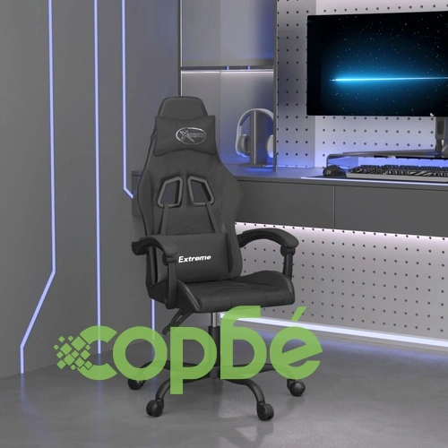 Въртящ гейминг стол, черен, изкуствена кожа ➤ топ цена ➤ sorbe.bg