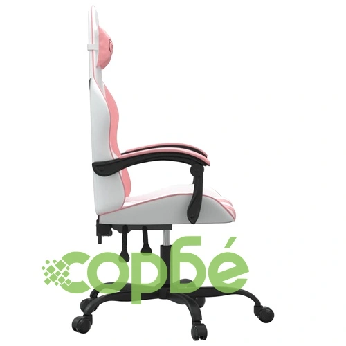 Въртящ гейминг стол, бяло и розово, изкуствена кожа ➤ топ цена ➤ sorbe.bg