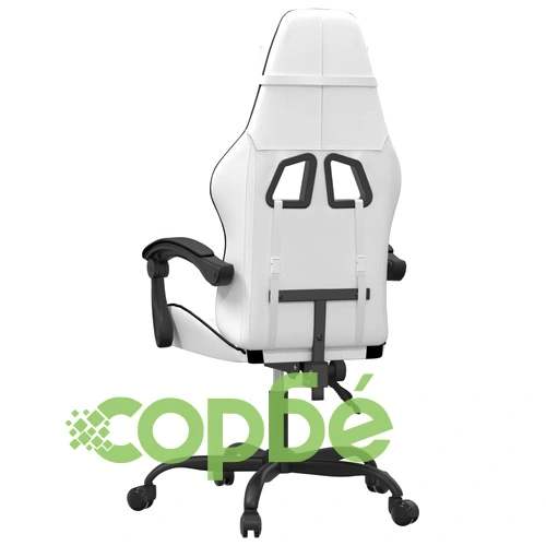 Въртящ гейминг стол, бяло и черно, изкуствена кожа ➤ топ цена ➤ sorbe.bg