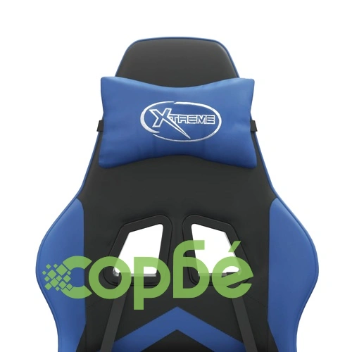 Въртящ гейминг стол с опора за крака черно-син изкуствена кожа ➤ топ цена ➤ sorbe.bg