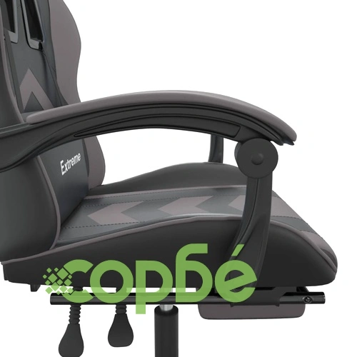 Въртящ гейминг стол опора за крака черно-сив изкуствена кожа ➤ топ цена ➤ sorbe.bg