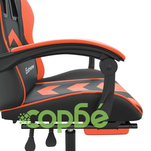 Въртящ гейминг стол с подложка черно-оранжев изкуствена кожа ➤ топ цена ➤ sorbe.bg