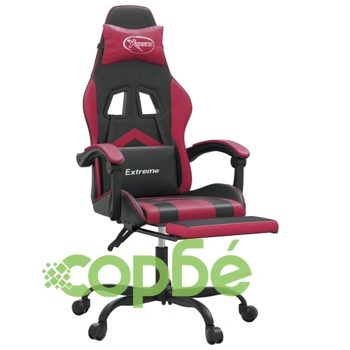 Въртящ гейминг стол с подложка черно-червен изкуствена кожа ➤ топ цена ➤ sorbe.bg