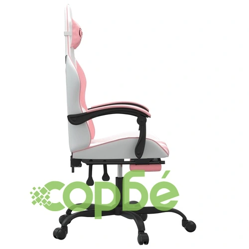 Въртящ гейминг стол с опора за крака бяло-розов изкуствена кожа ➤ топ цена ➤ sorbe.bg