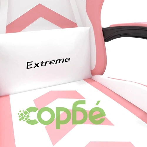 Въртящ гейминг стол с опора за крака бяло-розов изкуствена кожа ➤ топ цена ➤ sorbe.bg