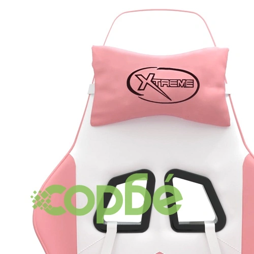 Въртящ гейминг стол с опора за крака бяло-розов изкуствена кожа ➤ топ цена ➤ sorbe.bg