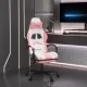Въртящ гейминг стол с опора за крака бяло-розов изкуствена кожа