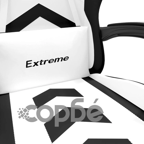 Въртящ гейминг стол с опора за крака бяло-черен изкуствена кожа ➤ топ цена ➤ sorbe.bg