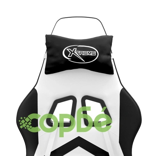 Въртящ гейминг стол с опора за крака бяло-черен изкуствена кожа ➤ топ цена ➤ sorbe.bg