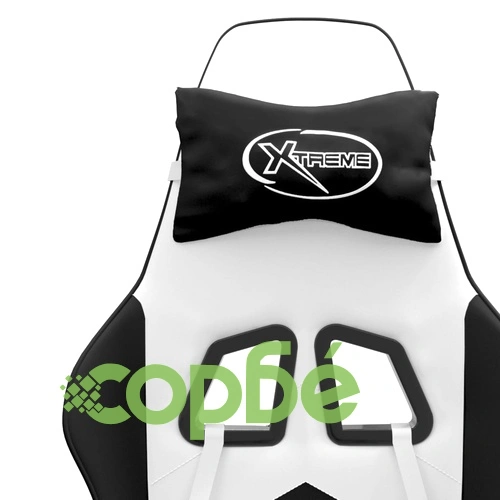 Въртящ гейминг стол с опора за крака бяло-черен изкуствена кожа ➤ топ цена ➤ sorbe.bg