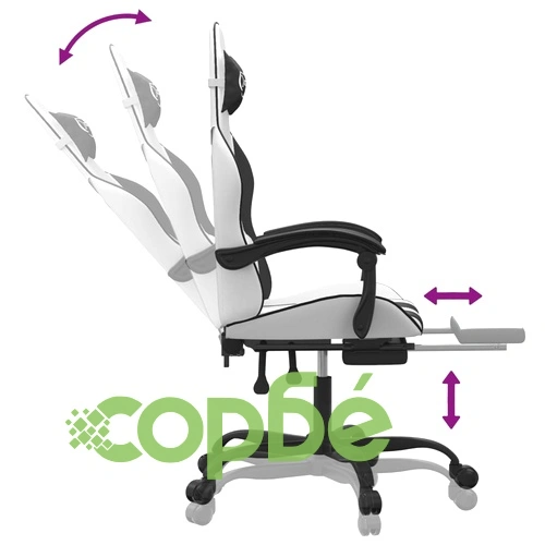 Въртящ гейминг стол с опора за крака бяло-черен изкуствена кожа ➤ топ цена ➤ sorbe.bg