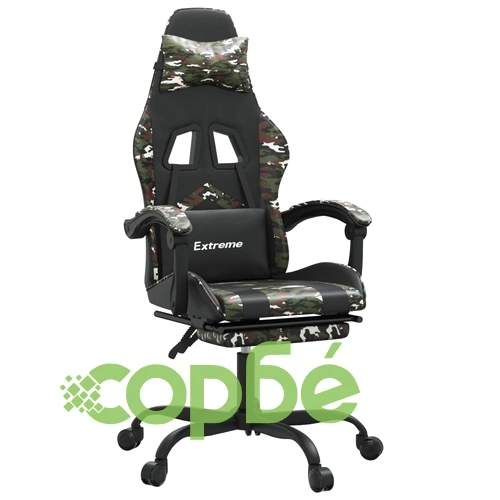 Въртящ гейминг стол с подложка черен камуфлаж изкуствена кожа ➤ топ цена ➤ sorbe.bg