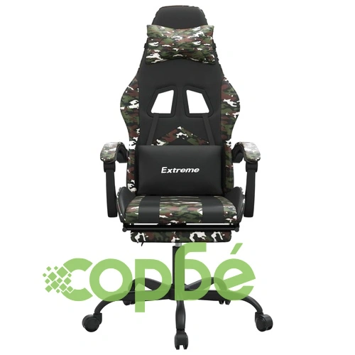 Въртящ гейминг стол с подложка черен камуфлаж изкуствена кожа ➤ топ цена ➤ sorbe.bg