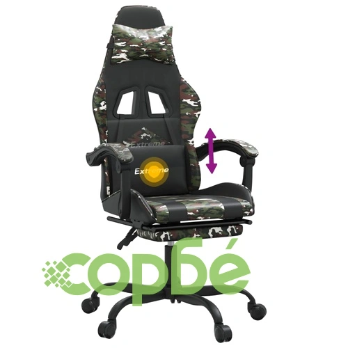 Въртящ гейминг стол с подложка черен камуфлаж изкуствена кожа ➤ топ цена ➤ sorbe.bg