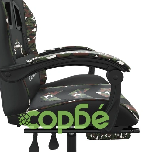 Въртящ гейминг стол с подложка черен камуфлаж изкуствена кожа ➤ топ цена ➤ sorbe.bg