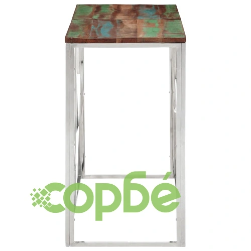 Конзолна маса сребриста неръждаема стомана и регенерирано дърво ➤ топ цена ➤ sorbe.bg