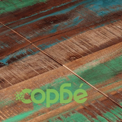 Конзолна маса сребриста неръждаема стомана и регенерирано дърво ➤ топ цена ➤ sorbe.bg