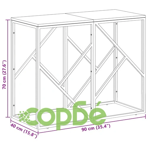 Конзолна маса сребриста неръждаема стомана и регенерирано дърво ➤ топ цена ➤ sorbe.bg