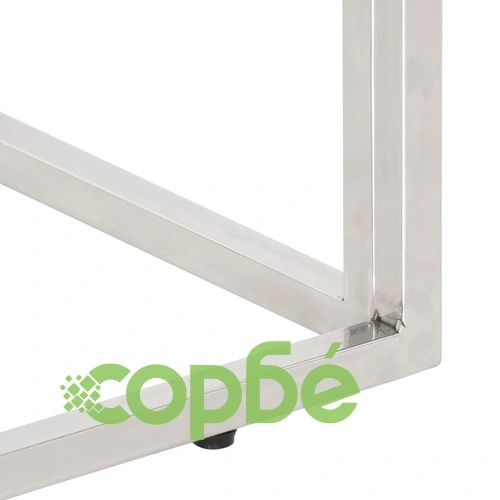 Конзолна маса, сребриста, неръждаема стомана и дърво масив ➤ топ цена ➤ sorbe.bg