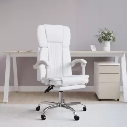 Наклоняем офис стол, бял, изкуствена кожа