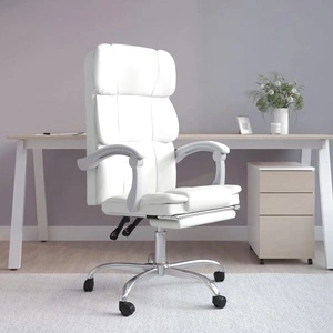 Наклоняем офис стол, бял, изкуствена кожа