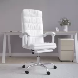 Наклоняем офис стол, бял, изкуствена кожа