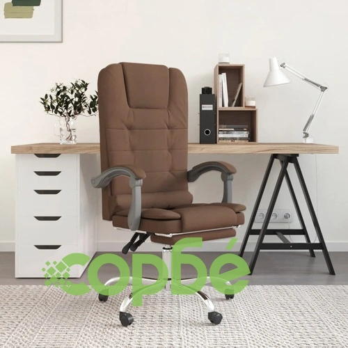 Масажен наклоняем офис стол, кафяв, текстил ➤ топ цена ➤ sorbe.bg