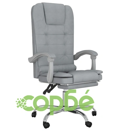 Масажен наклоняем офис стол, светлосив, текстил ➤ топ цена ➤ sorbe.bg