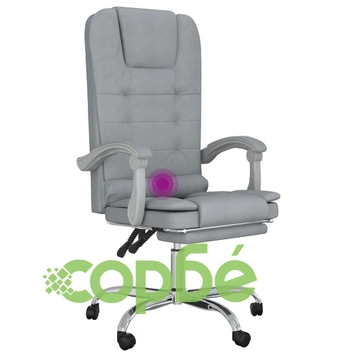 Масажен наклоняем офис стол, светлосив, текстил ➤ топ цена ➤ sorbe.bg