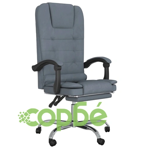 Масажен наклоняем офис стол, тъмносив, кадифе ➤ топ цена ➤ sorbe.bg