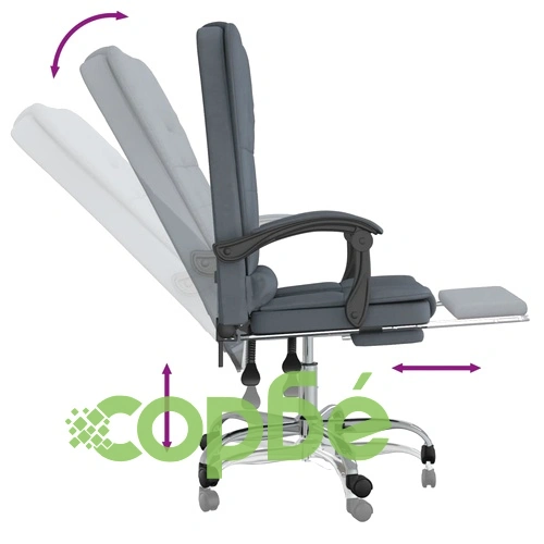 Масажен наклоняем офис стол, тъмносив, кадифе ➤ топ цена ➤ sorbe.bg