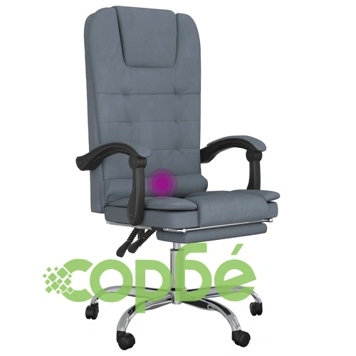 Масажен наклоняем офис стол, тъмносив, кадифе ➤ топ цена ➤ sorbe.bg