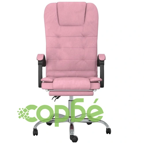 Масажен наклоняем офис стол, розов, кадифе ➤ топ цена ➤ sorbe.bg