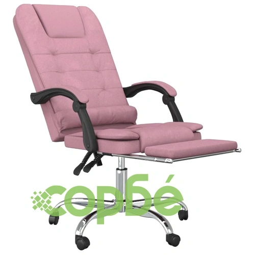 Масажен наклоняем офис стол, розов, кадифе ➤ топ цена ➤ sorbe.bg