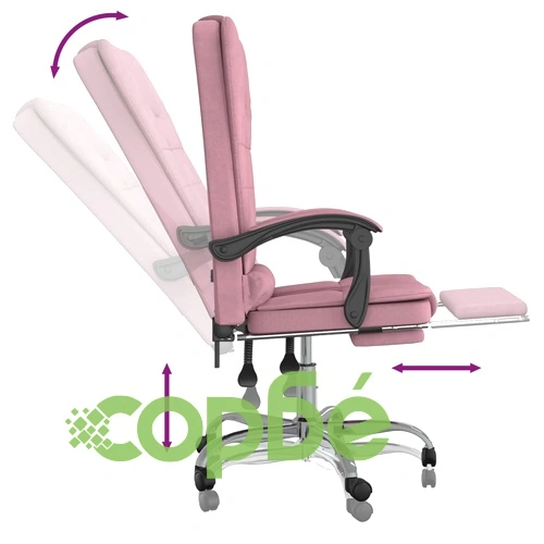 Масажен наклоняем офис стол, розов, кадифе ➤ топ цена ➤ sorbe.bg